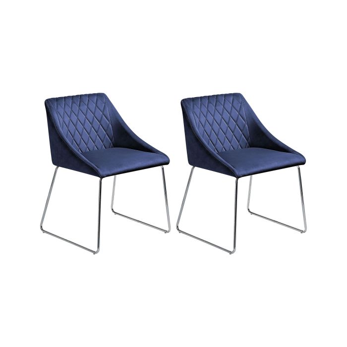 Set of 2 Velvet Dining Chairs Navy Blue ARCATA
