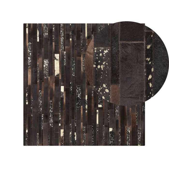 Cowhide Area Rug 200x200cm Brown