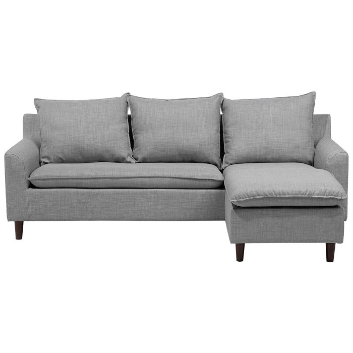 Reversible Fabric Corner Sofa Light Grey ELVENES