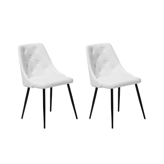 Set of 2 Dining Chairs Faux Leather White VALERIE