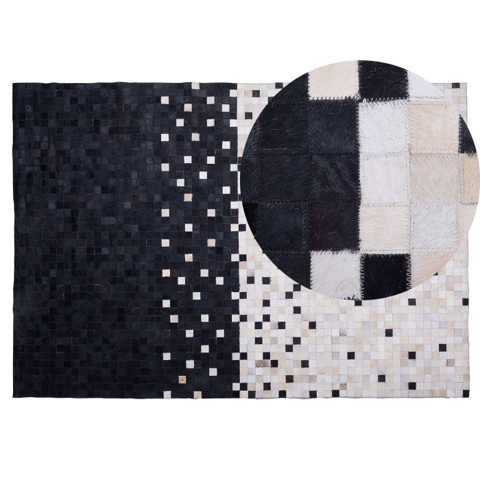 Cowhide Area Rug 140x200cm Black and Beige