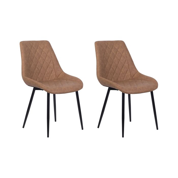 Set of 2 Faux Leather Dining Chairs Golden Brown MARIBEL