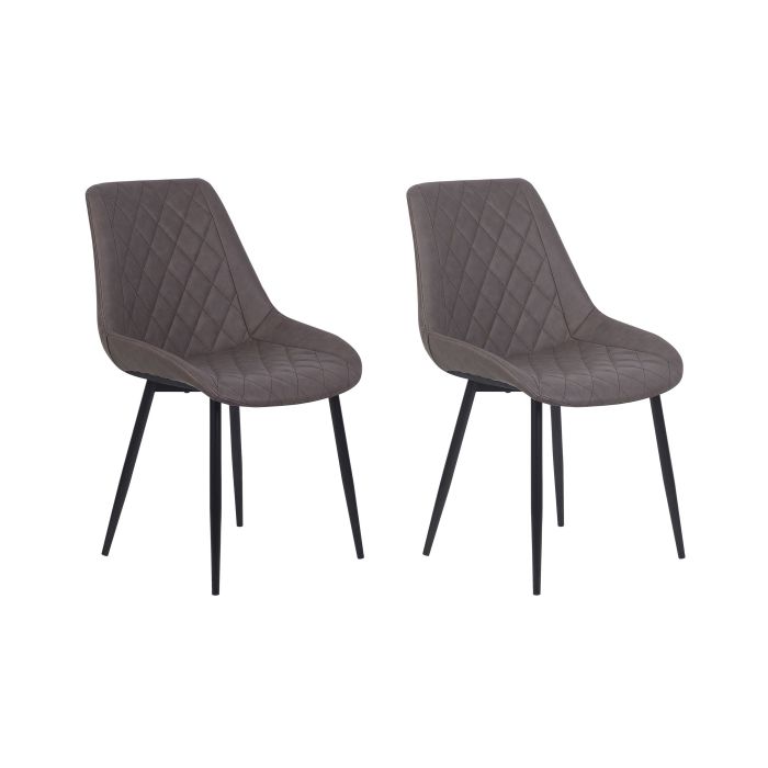 Set of 2 Faux Leather Dining Chairs Brown MARIBEL