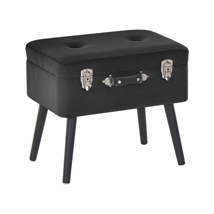Velvet Storage Stool Black MALLARD