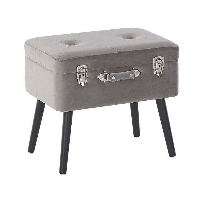 Velvet Storage Stool Grey MALLARD
