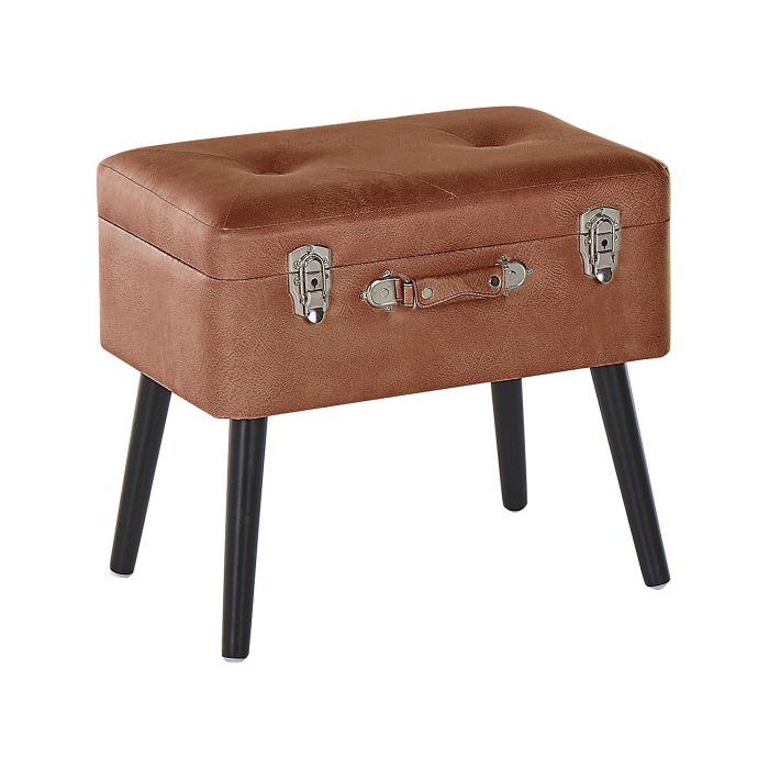 Faux Leather Storage Stool Brown MALLARD