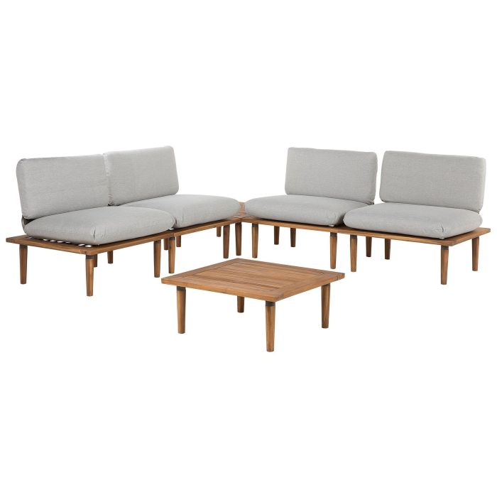 4 Seater Acacia Wood Garden Sofa Set Grey FRASCATI