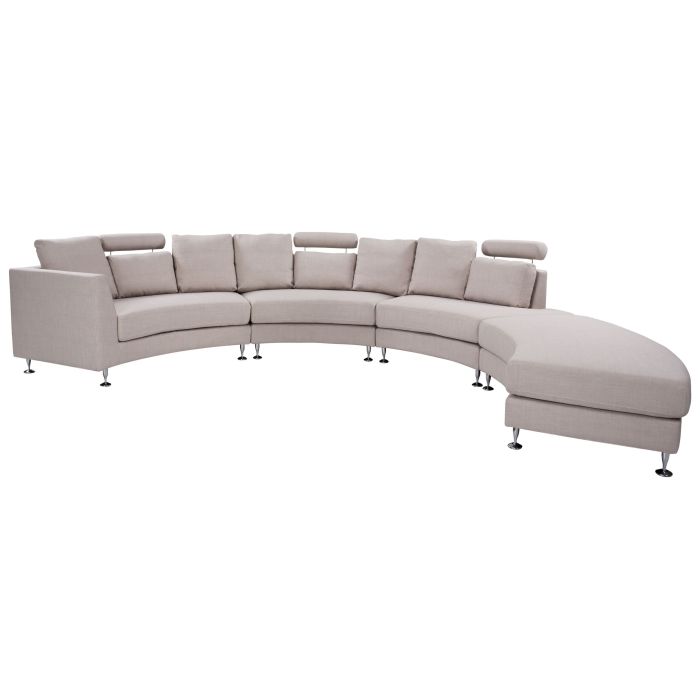 7 Seater Curved Fabric Modular Sofa Beige ROTUNDE