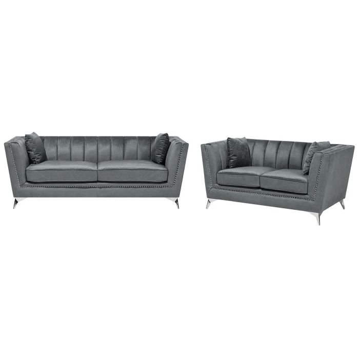 Velvet Sofa Set Grey GAULA