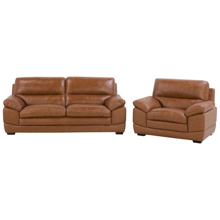 Leather Living Room Set Golden Brown HORTEN