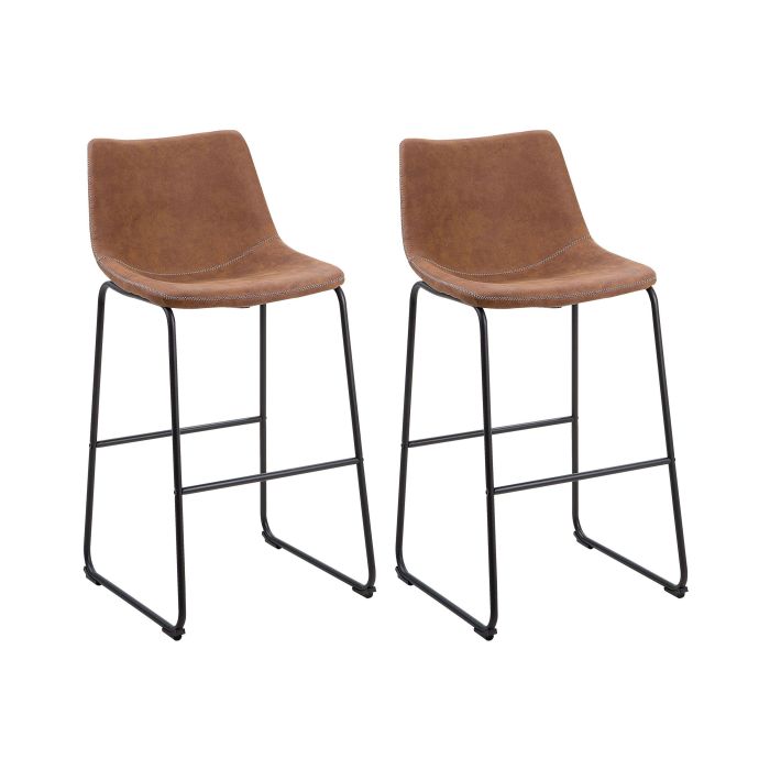 Set of 2 Fabric Bar Chairs Brown FRANKS