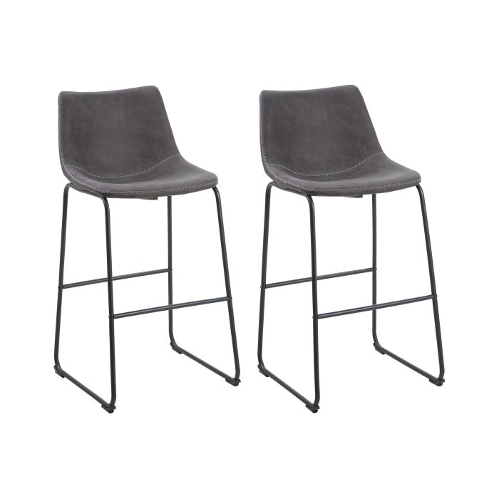 Set of 2 Fabric Bar Chairs Grey FRANKS