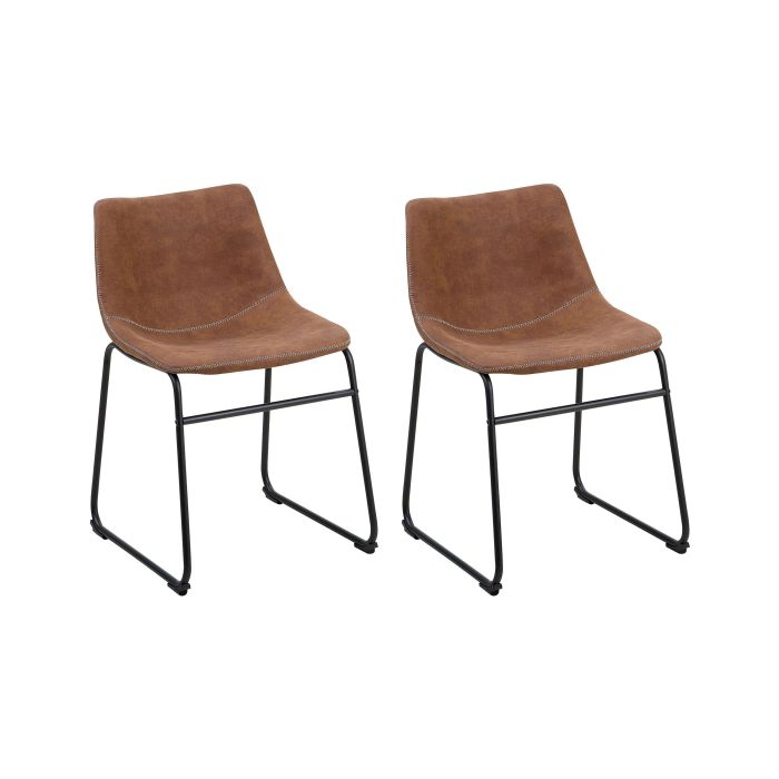 Set of 2 Fabric Dining Chairs Brown BATAVIA