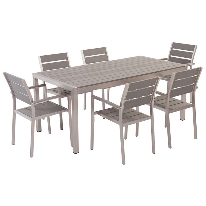 6 Seater Aluminium Garden Dining Set Grey VERNIO
