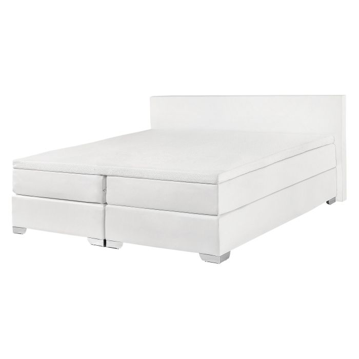 Faux Leather EU Double Divan Bed White PRESIDENT