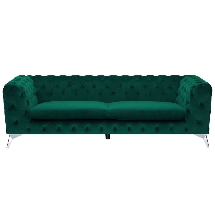 3 Seater Velvet Fabric Sofa Emerald Green SOTRA