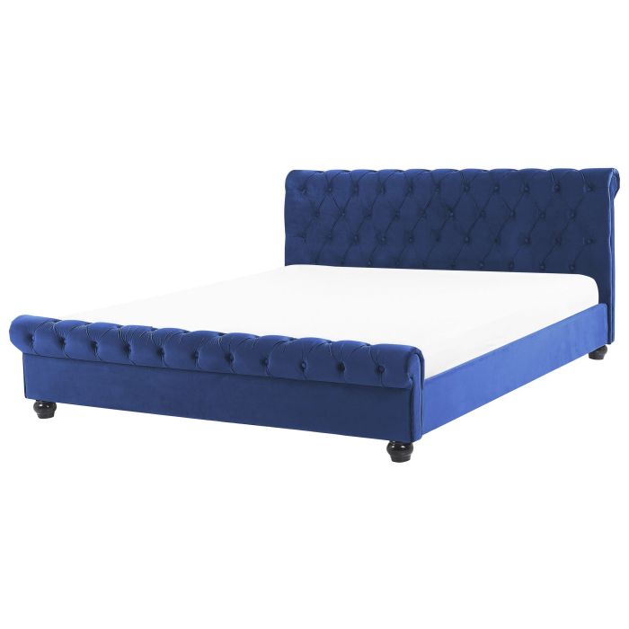 Velvet EU Super King Bed Blue AVALLON