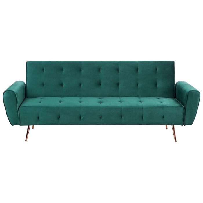 Velvet Sofa Bed Green SELNES