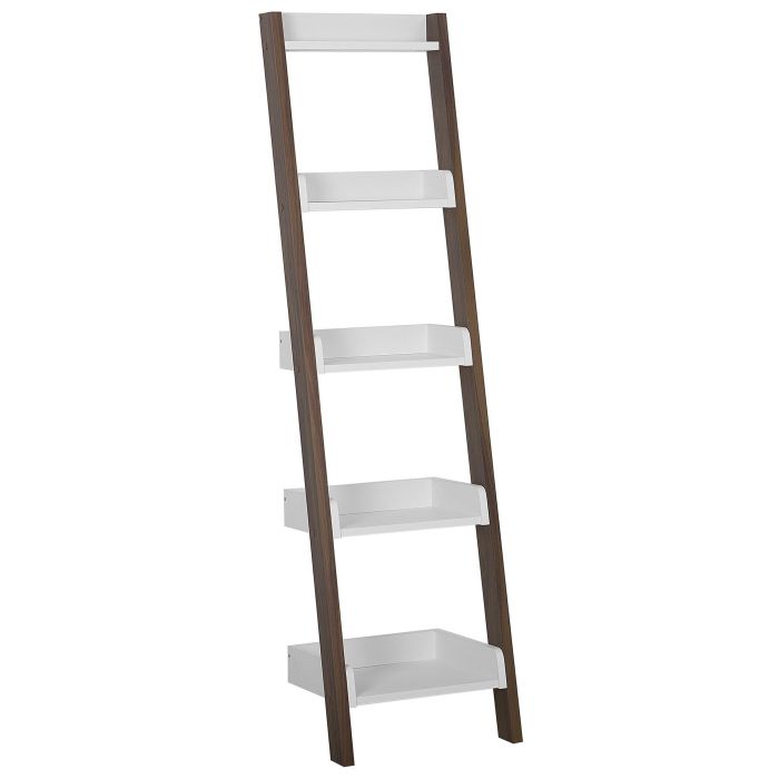Ladder Shelf Dark Wood and White MOBILE DUO