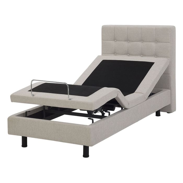 Fabric EU Single Adjustable Bed Beige DUKE