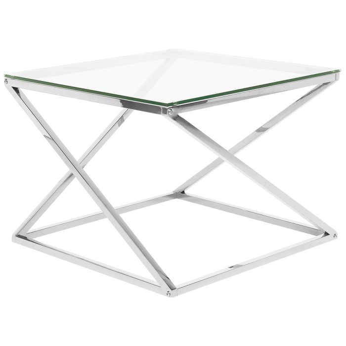 Glass Top Coffee Table Silver BEVERLY