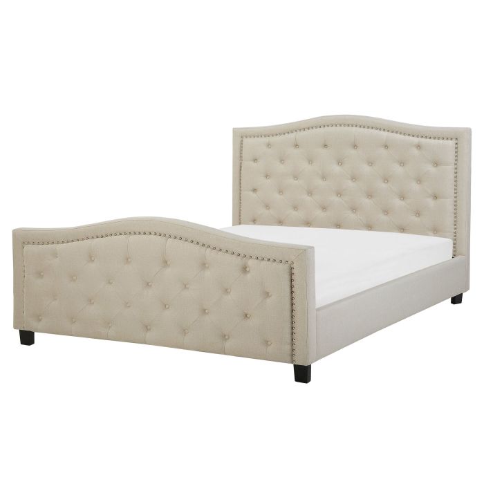 Fabric EU King Size Bed Beige AUREL