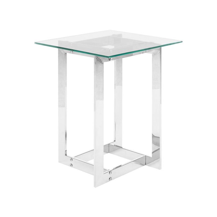 Glass Top Side Table Silver CRYSTAL