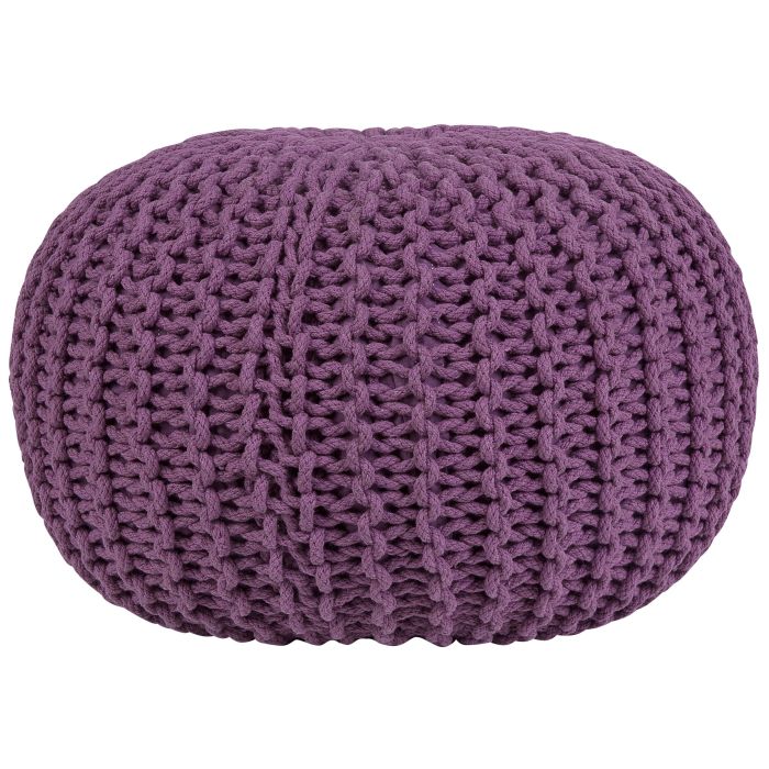Cotton Knitted Pouffe 50 x 35 cm Purple CONRAD