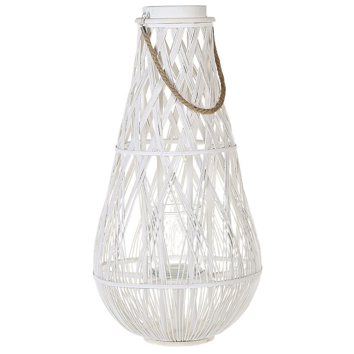 Wooden Candle Lantern 77 cm White TONGA