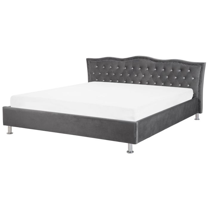 Velvet EU Super King Size Bed Dark Grey METZ