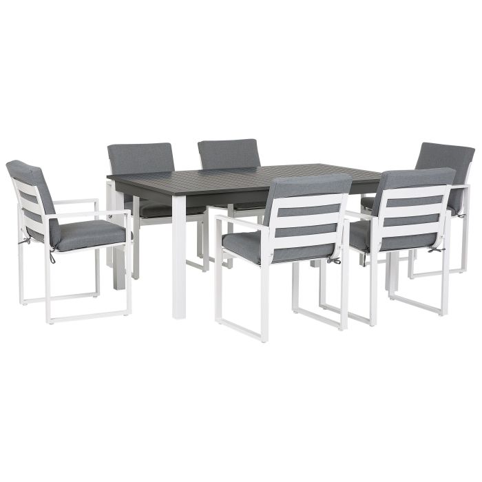 6 Seater Metal Garden Dining Set Grey PANCOLE