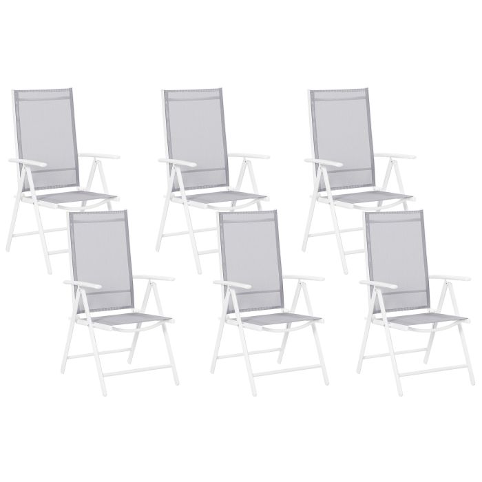 Set of 6 Garden Folding Chairs Grey CATANIA