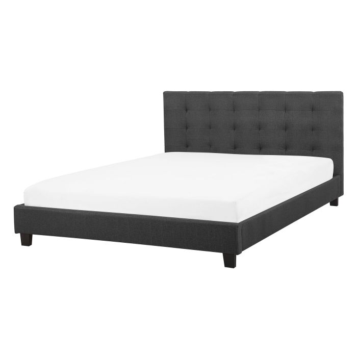 Fabric EU Double Size Bed Dark Grey LA ROCHELLE