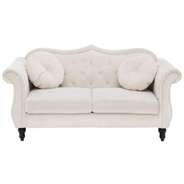 2 Seater Velvet Sofa Beige SKIEN