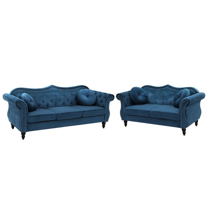 Velvet Sofa Set Navy Blue SKIEN