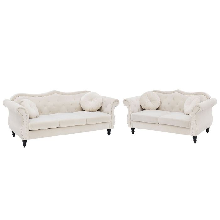 Velvet Sofa Set Beige SKIEN