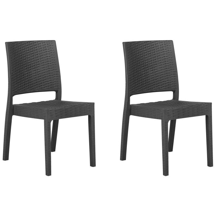 Set of 2 Garden Dining Chairs Grey FOSSANO