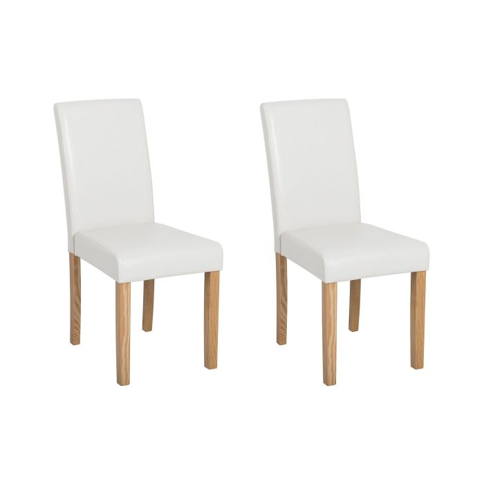 Set of 2 Faux Leather Dining Chairs White BROADWAY