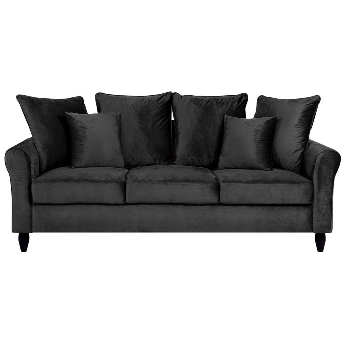 3 Seater Velvet Sofa Black BORNHOLM