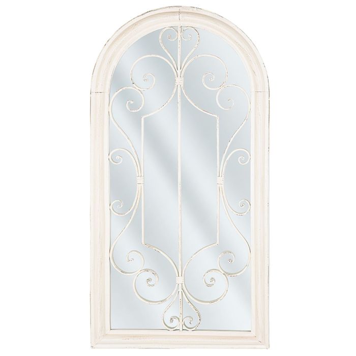 Metal Window Wall Mirror 49x97cm Off - White