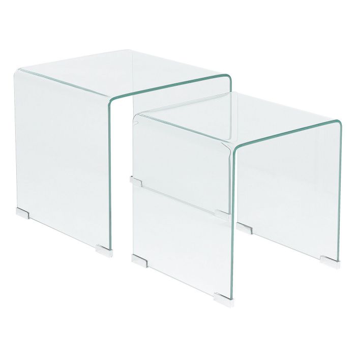 Set of 2 Glass Side Tables Transparent KENDALL