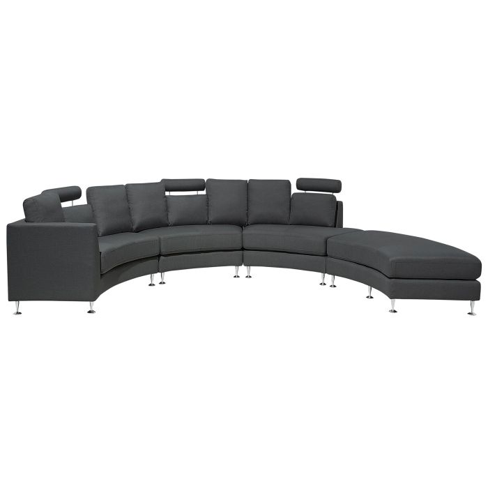 7 Seater Curved Fabric Modular Sofa Grey ROTUNDE