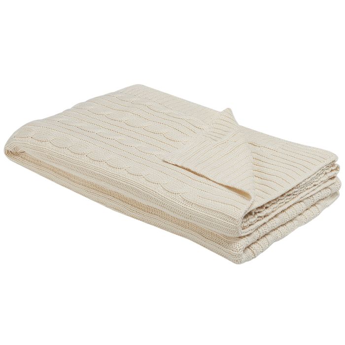 Cotton Blanket 110 x 180 cm Beige ANAMUR