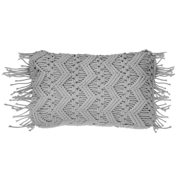 Cotton Macramé Cushion with Tassels 30x45cm Grey