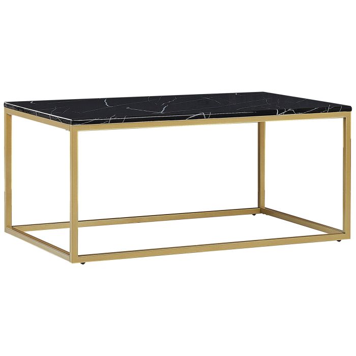 Marble Effect Coffee Table Black with Gold