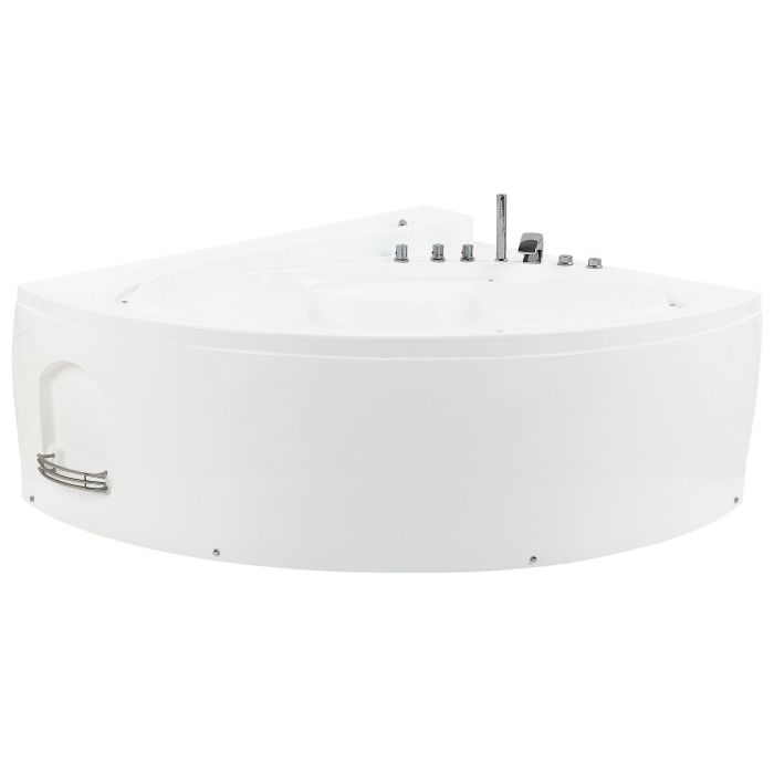 Left Hand Whirlpool Corner Bath with LED 2060 x 1480 mm White PELICAN