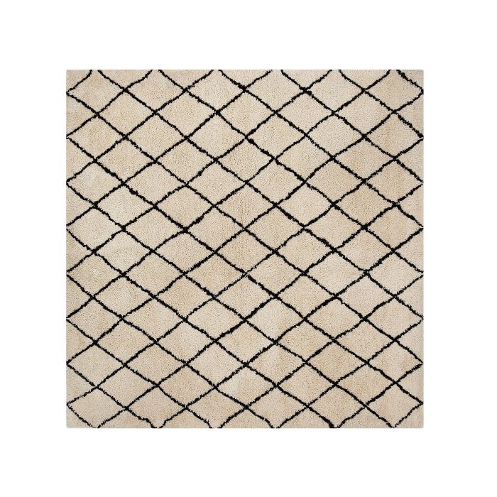 Shaggy Area Rug 200x200cm Beige and Black