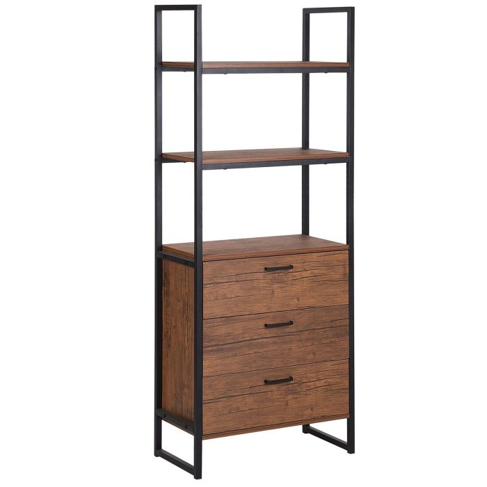 Bookcase Dark Wood and Black TIFTON