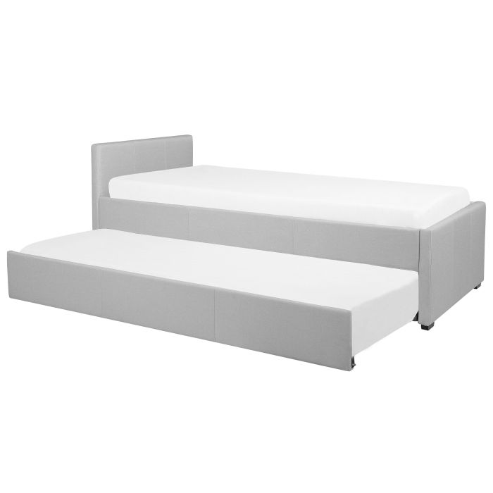Fabric EU Single Trundle Bed Light Grey MARMANDE