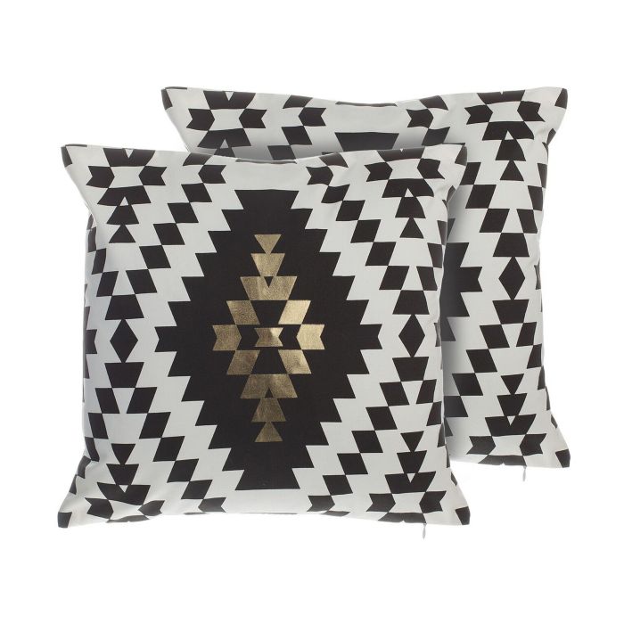 Set of 2 Cotton Cushions Diamond Pattern 45x45cm Black and White